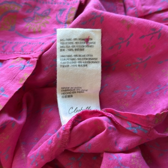 Cleobella Amari Blouse Ditzy Mix Block Print Pink Organic Cotton Balloon Sleeve - Picture 9 of 12